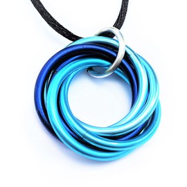 Mobii Necklaces (Multicolor) Pendant Combos, Fidget Infinity Loop Forever Spiral Jewelry (Satin Cord 18-20in, Blues, Medium)