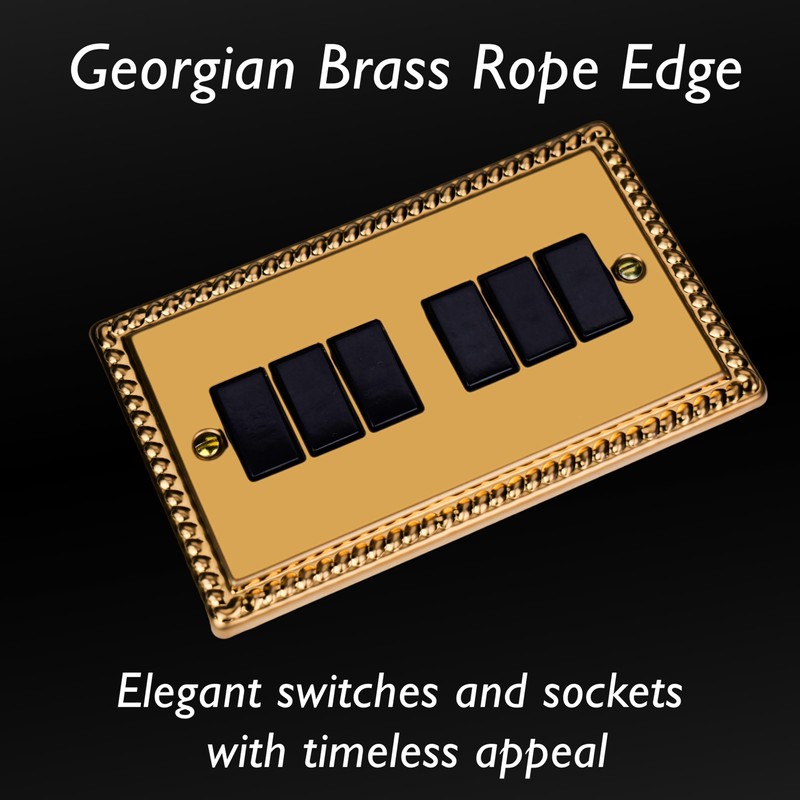 Varilight 6-Gang 10A 1- or 2-Way Switch Classic Georgian Brass