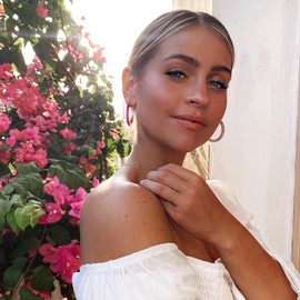 GLOQUAT CZ Gold Pink 35mm Hoop Earrings for Women