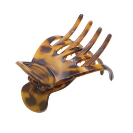 Parcelona French Basic Curved Paw Medium 3 1/4” Savana Brown Celluloid Side Slide In Jaw Yoga Hair Claw Wide Beak Hair Clip for Women and Girls Durable Stylish Women Hair Accessories, Made in France