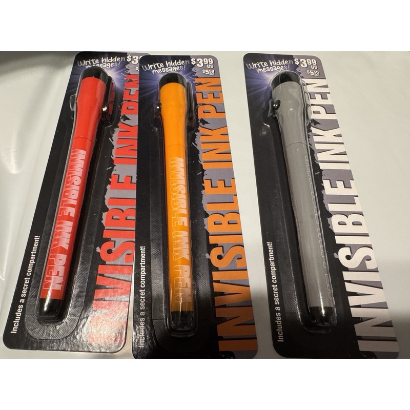 scholastic 3 UV Secret Message, Invisible Ink pens, brand new
