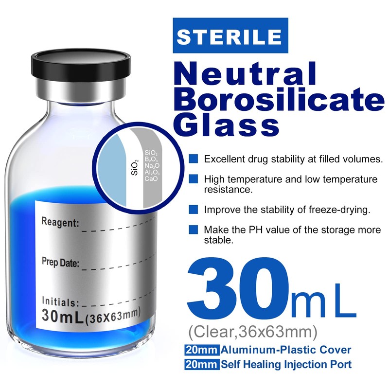 Empty Sterile Vial with Separately Butyl Rubber Stopper and Flip
