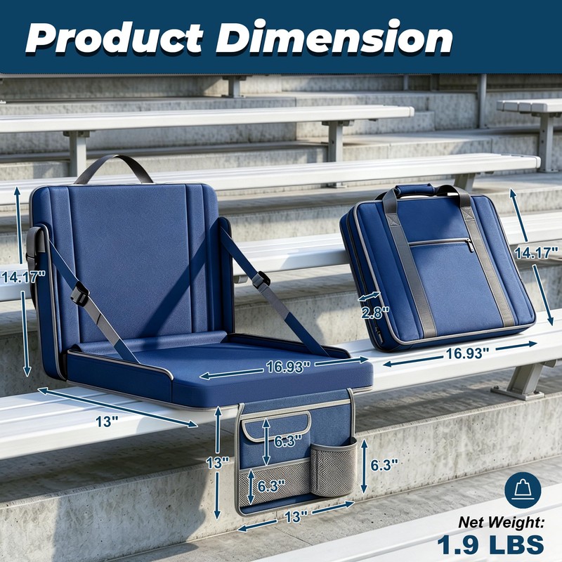 Stadium Seats with Back Support, Portable Folding Bleacher Chairs with