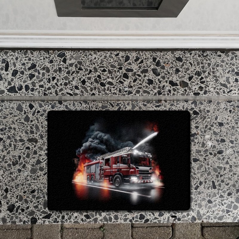 speecheese Fire Engine Fights Against Flames Doormat in 35 x