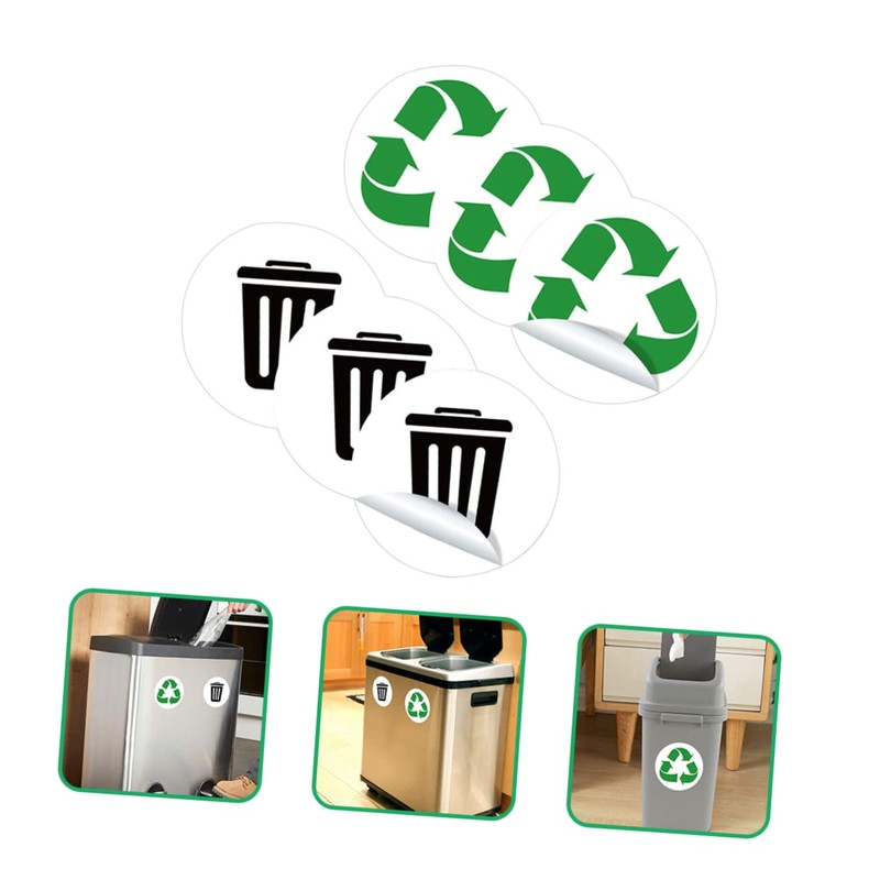Operitacx 6 Labels/kit Recycling Stickers for Bins Visible Waterproof Decals