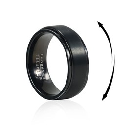 TGNEL 8mm Black Mens Fidget Ring Anxiety Ring Pure Titanium Tungsten Spinner Rings for Men Women, Basic Plain Matte Brushed Finish Wedding Engagement Ring Comfort fit Size 13.5