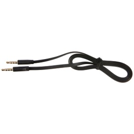 SYSTEM-S 4-Pin 2x 3.5 mm Jack to Jack TRRS Audio Stereo AUX Headset Cable Flat Cable 100 cm Black