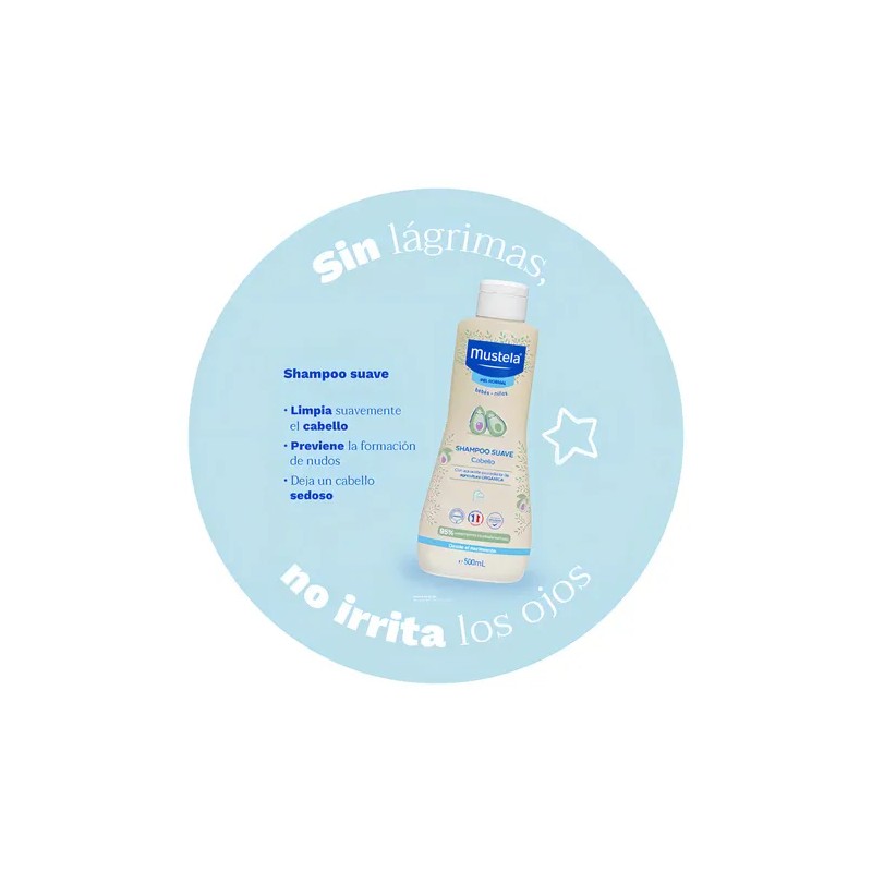 Mustela Shampoo Suave Hipoalergénico Sin Lágrimas Bebé 500ml