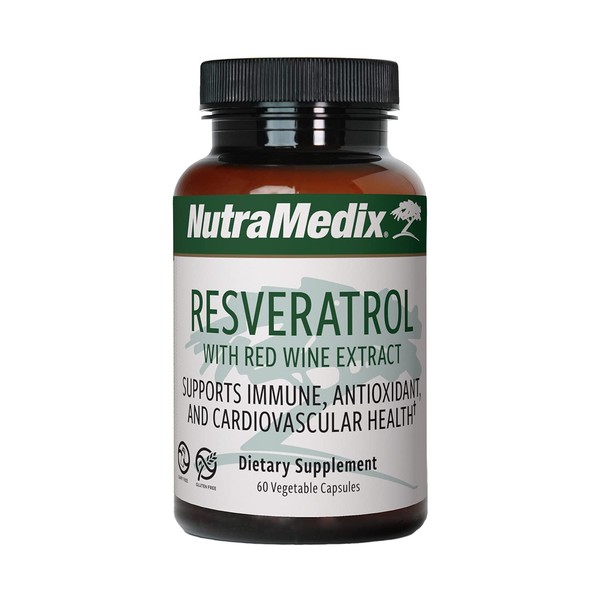 NutraMedix Resveratrol Capsules - Bioavailable Antioxidant Support Supplement from Red Wine Extract & Grape Skins - 200mg Japanese Knotweed for Immune & Cardiovascular Support (60 Capsules)