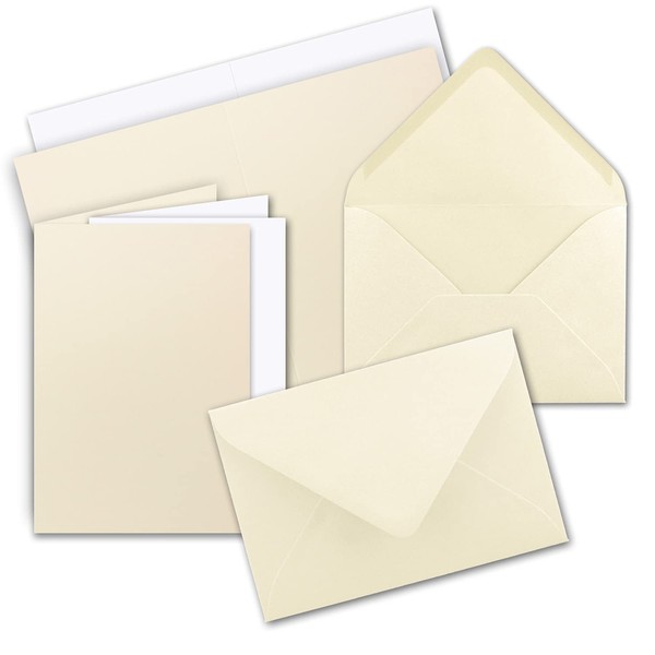 10 x Folding Cards Set DIN A5 Vanilla with Envelopes