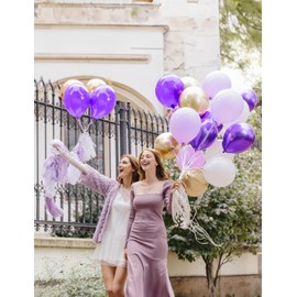 Purple and White Balloons,12 Inch 60 Pcs Pastel Purple Confetti Balloons,Lavender Lilac Balloon for Mother's Day/Birthday/Baby Shower/Graduation/Wedding Decorations