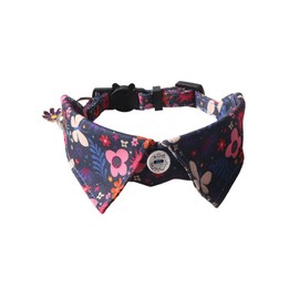 BT Bear Cute Style Small Dog Collar with Bell Adjustable Quick Release Cat Collars for Small Dogs Puppy, Black Flower
