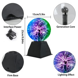 Riserva Plasma Ball 6 Inch Plasma Ball Light Magic Sphere Lighting Crystal Lamp for Children, Party, Decorations, Bedroom, Home & Gifts (3 Colours)