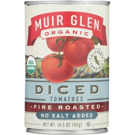 Muir Glen Organic Diced Fire Roasted Tomato No Salt 14.5 Ounce (Pack of 12)