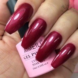 AIMEILI Soak off UV LED Gel Nail Polish - Red Baroness (004) 10ml