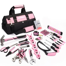 269-Piece Home Tool Set, General Household Repairing Tool Kit with Storage Bag, Basic Hand Tool Kit Set for Home Maintenance, DIY and Crafts(Pink)