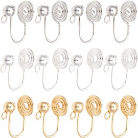 SUNNYCLUE 1 Box 30Pcs Cuff Earring Converters Stainless Steel Cuff Findings Clip Non Pierced Wire Wrap Vortex Earring Clip with Vertical Loop Gold Ear Converter for Jewelry Making Supplies DIY Crafts