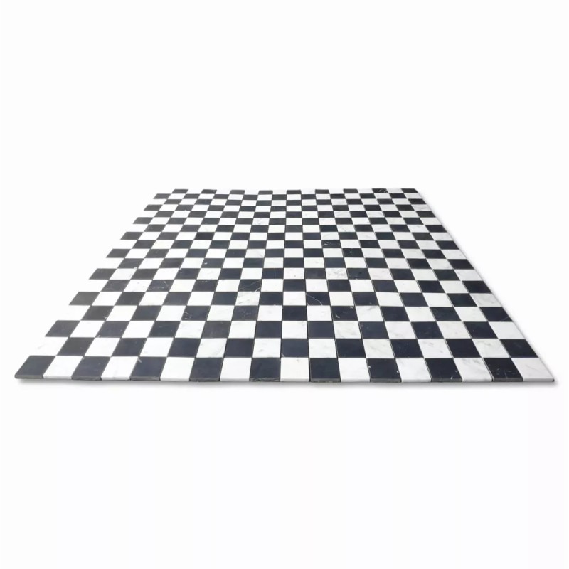 Stone Center Online C251XH Carrara White Black Marble Checkerboard Chess