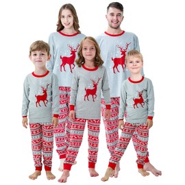 Demifill Family Matching Pajamas Christmas Holiday Reindeer Womens Pjs Sleepwear Size L Gray