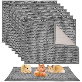 8 Pcs Guinea Pig Liner Washable Rabbit Cage Liner 16x12 Inch Guinea Pig Fleece Mats Reusable Bedding Pee Pads for Small Animals, Bunny (Gray)