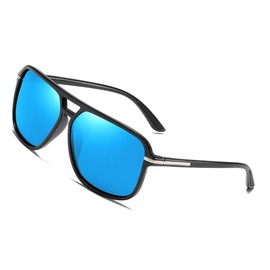 GOBIGER Polarized Sunglasses for Men Aviator Driving Women Mens Sunglasses Rectangular Vintage Sun Glasses (Black Frame/Blue Lens)