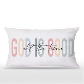 Udinaz Boho Christian Quote God is Good All The Time 12 x 20 Inches Throw Pillow Covers,Bedroom Living Room Home Decor,Christian Women Girls Gifts