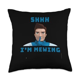 Funny Mewing Meme Shhh Im Mewing Quiet Mewing Profile Throw Pillow