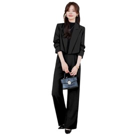 WULFUL Women's Suit Pants Suit Set, 2-Piece Set, Commuting to Kindergarten Entrance Ceremonies, Spring, Autumn, Winter, School Entrance Ceremonies, Interviews, Ceremonies, Slimming, Washable, Wide Pants, Office Suit, Formal