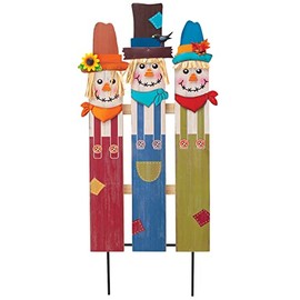 Scarecrow Fence Stake by Fox RiverTM Creations, Crafted of Wood and Metal - Measures 10 1/2" Wide x 24" High