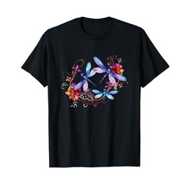 Dragonfly Shirts For Women Chakra Color Flower Dragonflies T-Shirt