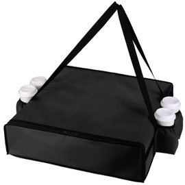 CIVJET Insulated Pizza Delivery Bag with 4 Cup Holders, 24" x 6" Pizza Warmer Bag for Hot Pizza/Drinks, Pizza Carrier for Events, Large Food Delivery Carrier for Transport/Shopping/Catering, Black