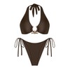 seamoly Swimsuit for Women Shiny Triangle Thong Bikini Sets Metal