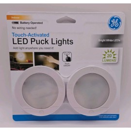GE NEW GE Indoor Touch Activated LED Puck Lights Battery Operated Bright White LED