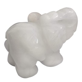 Lovionus89 40 mm Hand Carved Crystal Elephant Figures, Happy Bag, Stone Animal Statue, Sculpture, Home Decoration, White Jade