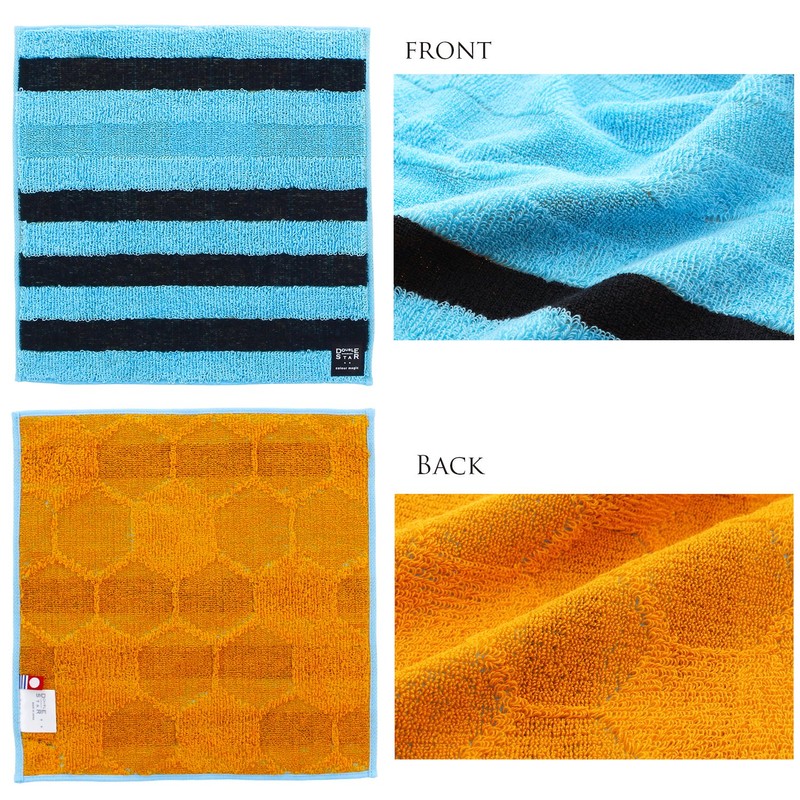 Kusuhashi Crest Woven Handkerchief Towel, Blue Bey, Light Blue, Approx.