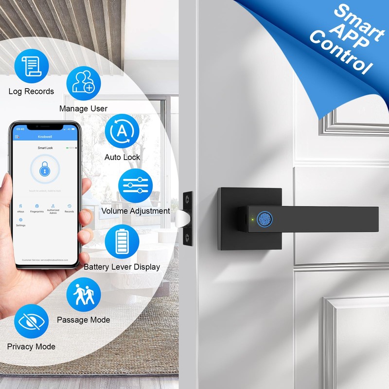 KNOBWELL Smart Fingerprint Door Lock with Biometric Keyless Entry -