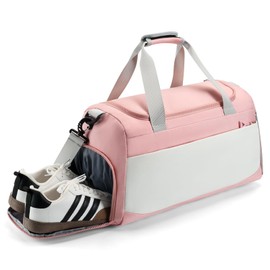 JeasEagn Gym Bag for Men & Women with Shoe & Wet Compartment - Duffle Bag for Travel, Sports, Fitness & Workout, Pink