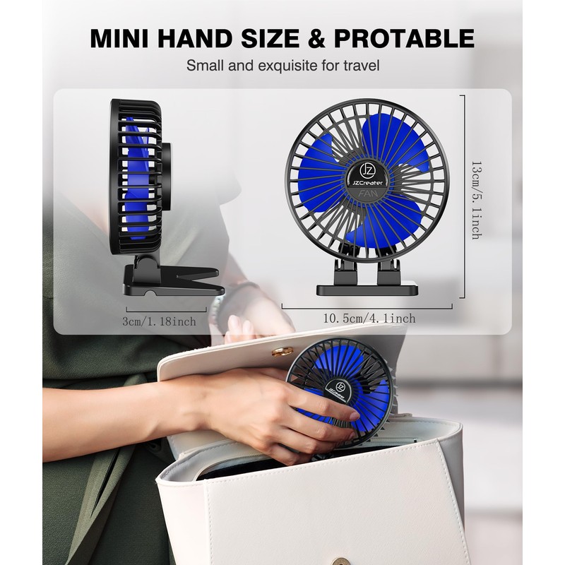 JZCreater USB Desk Fan, Mini Portable Fans, 3 Speeds Desktop