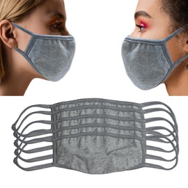 A-Trend Deals 5 Pack Gray Cotton Face Masks - Comfortable, Washable, and Reusable