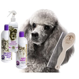 #1 All Systems Poodle Grooming Package, Shampoo, Conditioner, Spray, Brush and The Perfect Poodle Comb