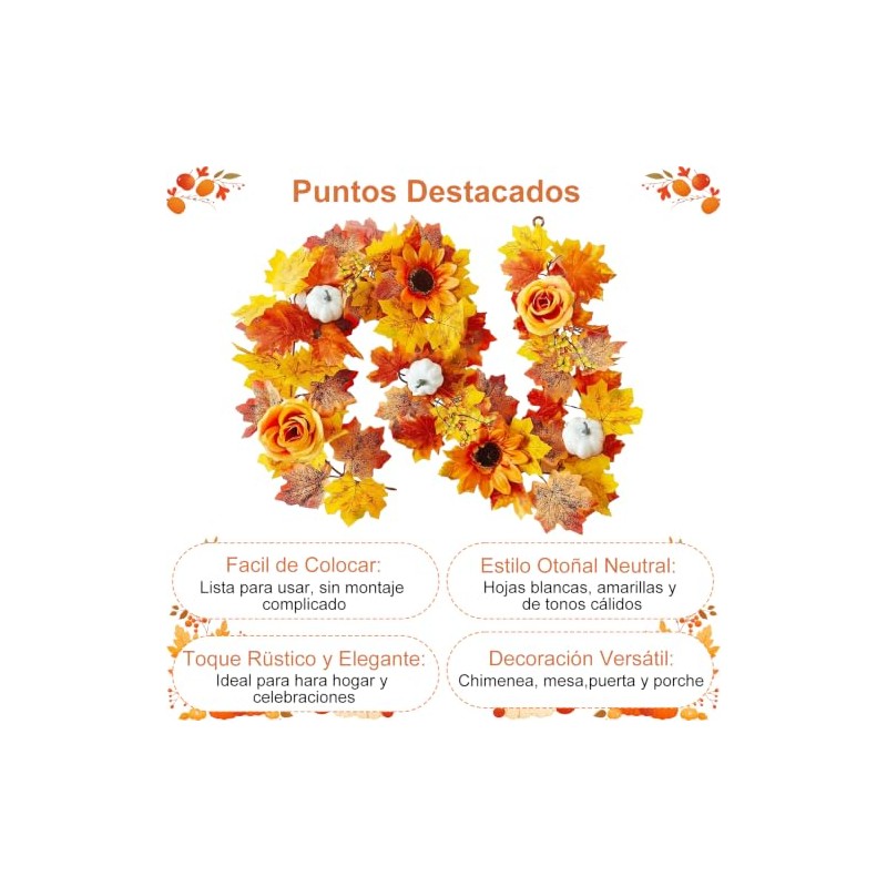 Guirnaldas de otoño,Guirnalda de hojas de arce artificiales, Decoración de