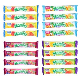 Mamba Sticks Snack Variety Pack, 16 Pack Mamba Candy, Original, Tropics, Sour, Tropics, Berrytasty