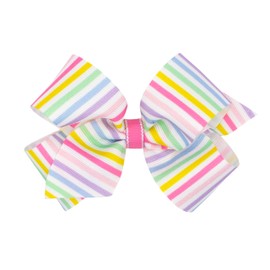 Wee Ones Girls' Birthday-Themed Printed Grosgrain Hair Bow on a WeeStay Hair Clip, Medium, Stripe