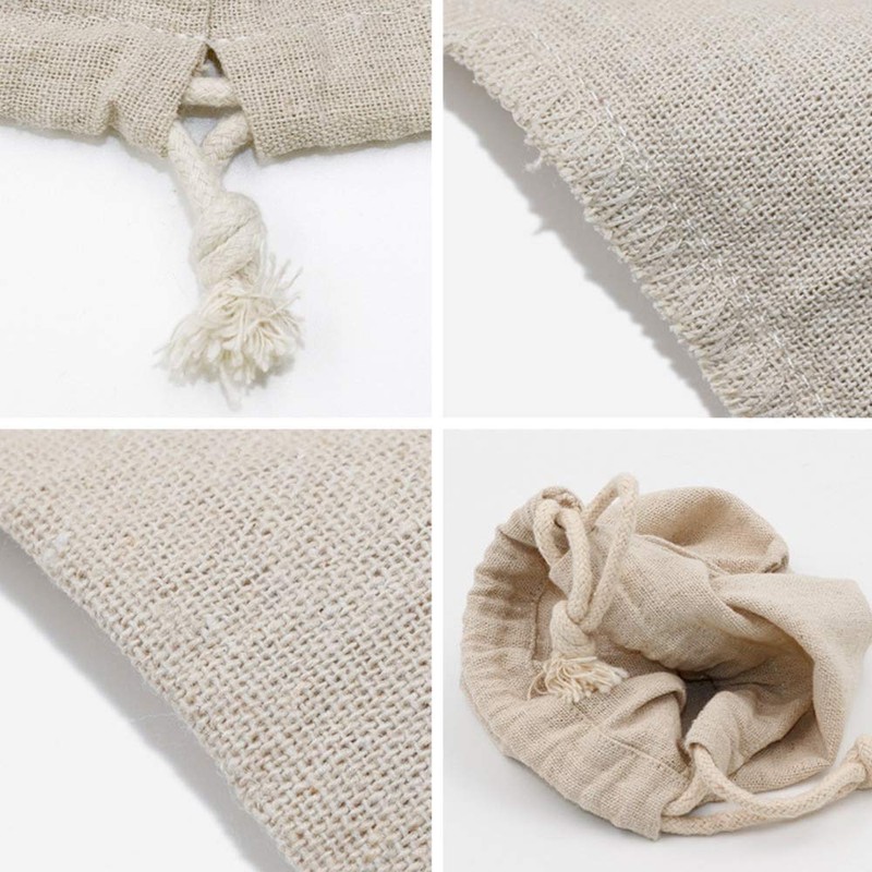 MsO Japanese Style Linen Drawstring Bag, Reusable, Eco Bag, Storage