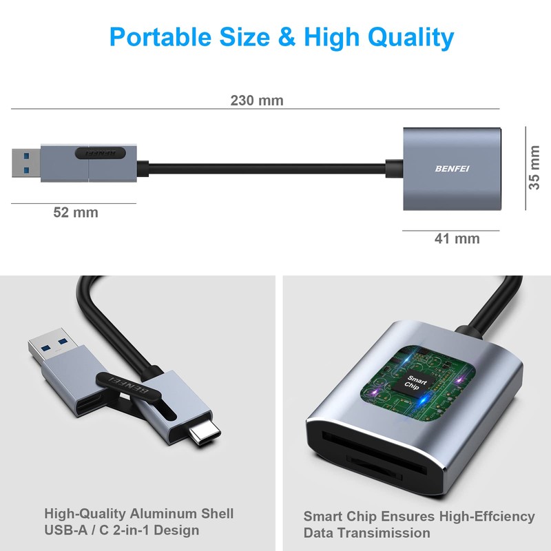 BENFEI Memory Card Reader, USB Type-C/Type-A to SD TF Card