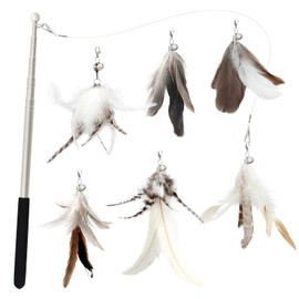 SONGWAY Cat Toy, Cat Feathers, Insects, Fluffy, Natural Feathers, Primary Color Feathers, Includes Sturdy Fishing Rod