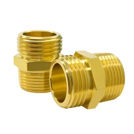 Hooshing 2PCS 3/4" GHT x 3/4" NPT Brass Garden Hose Fitting Male to Male Garden Hose to Pipe Fittings