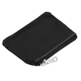 PATIKIL 3" x 5" Coin Purse Pouch, Change Purses Small Organizer Bags with Zipper Canvas for Home, Black