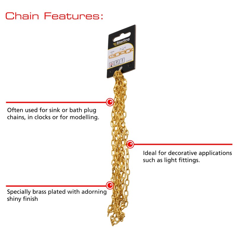 Sterling CLB15L2 Clock Chain, Brass