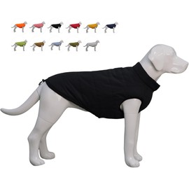 Lovelonglong Waterproof Fleece-Lined Winter Vest for Dogs Button Style Dog Warm Coats Black M